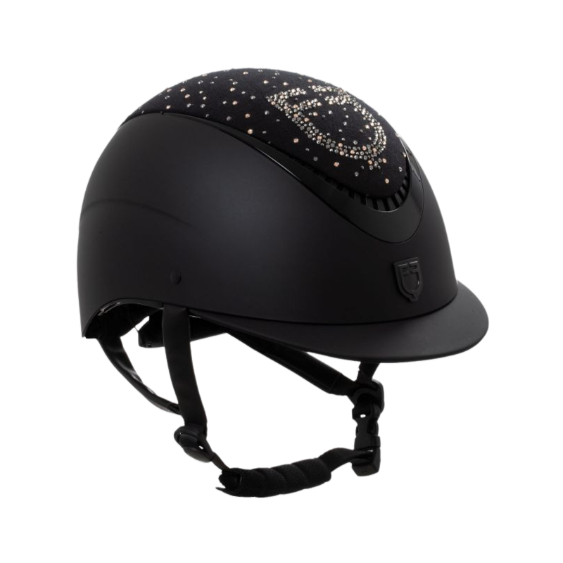 Cap opaco visiera stretta con logo in strass Equestro